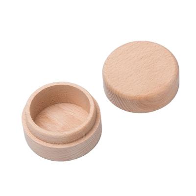 China Small Solid Rustic Custom Handmade Round Wooden Jewelry Packaging Box Wedding Ring Box Wood Ring Bearer For Wedding for sale