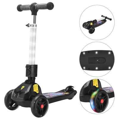 China PU High Quality foldable white LED lights kids kick scooter for sale