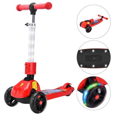 China 2022 New Design PU Foldable White LED Lights Kids Kick Scooter for sale