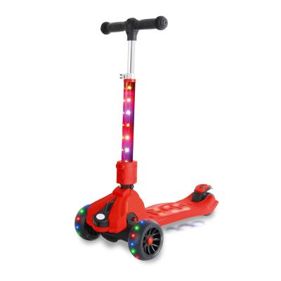 China Good quality PU wheel LED lights tube folding kick scooter for kids for sale