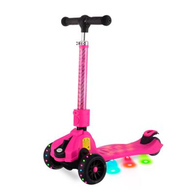 China PU Wheel 3 Wheel Flash PU Folding Kids Kick Scooter With LED Lights Tube for sale