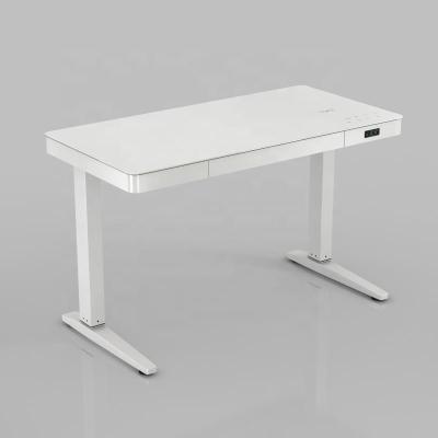 China (Height)Adjustable Electric Lifting Desk Tables Height Adjustable Glass Computer Gaming Home Office Standing Desk for sale