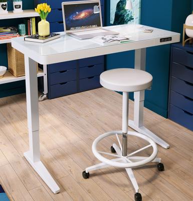 China (Size) Modern Height Adjustable White Lifting Sit Stand Electric Adjustable Desk Smart Glass Ergonomic Desks Computer Desks for sale