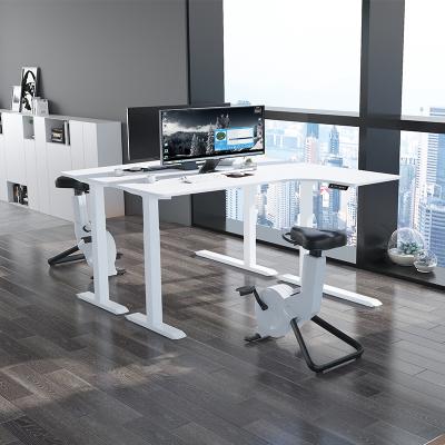 China (Height)Adjustable Modern L Shape Adjustable Stand Up Desks Frame Ergonomic Manager Executive Workstation Luxury Electric Height Desk for sale