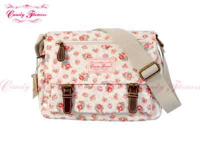 China Beauty White Floral Print Girls Messenger Bags Waterproof Cloth for sale