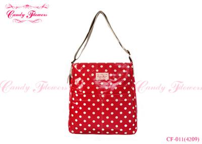 China Fashion Red And White Polka Dot Bag , Pvc Waterproof Girls Side Bag for sale