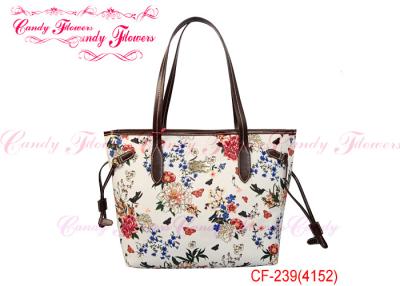 China White Cloth floral print tote bag / Ladies Large Handbags Multi function for sale