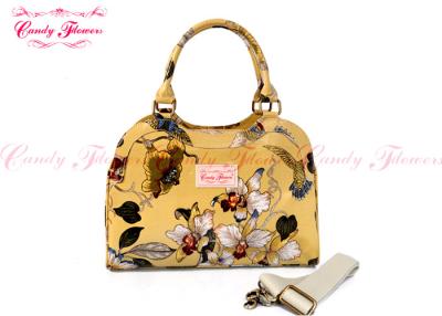 China Classical Yellow Womens Tote Bags ladies big handbags with Flower Printed for sale