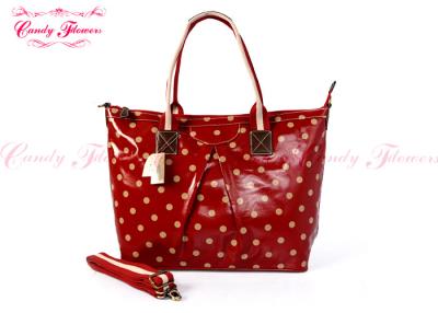 China Eco Friendly Winter PVC Red Womens Tote Bags with Yellow polka dot for sale