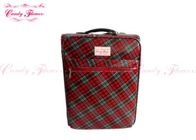 China Red plaid waterproof 18 inch Ladies Trolley Bag 4 wheel cabin luggage for sale