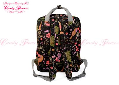 China Flowery Rucksack Flower Print Backpack , Women Floral Canvas Backpack for sale