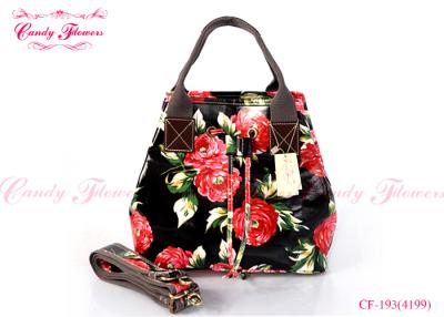 China Custom Vintage Canvas Floral Print Handbags Small Shoulder Black for sale