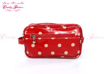 China Lovely red polka dot Personalized Makeup Bags travel cosmetic bags for women for sale