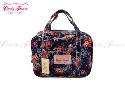 China Women Cosmetic Travel Bag Flower Print Modern Large Black for sale