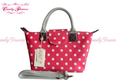 China Girls Waterproof Womens Tote Bag Fashionable Rose Red with White Spot for sale