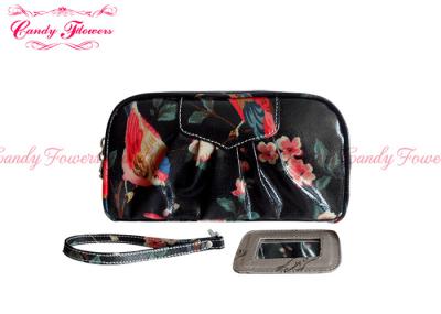 China Small Waterproof Personalized Makeup Bags Floral Birds Pattern For Women for sale