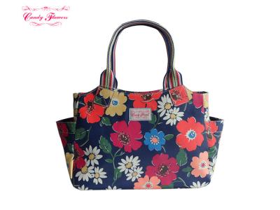 China Two External Side Floral Print Handbags , Paradise Flowers Zipped Handbag for sale