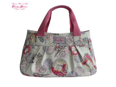 China Dumpling Shape Floral Canvas Bag Waterproof Large Dark Blue with Red for sale