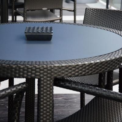 China No DEBO toxic and totally hygienic good quality solid hpl square table used for outdoor furniture in hotel for sale