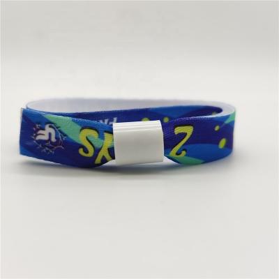 China Custom Woven Europe Wristbands Festival Events Ribbon Wristband With One Time Use Lock for sale