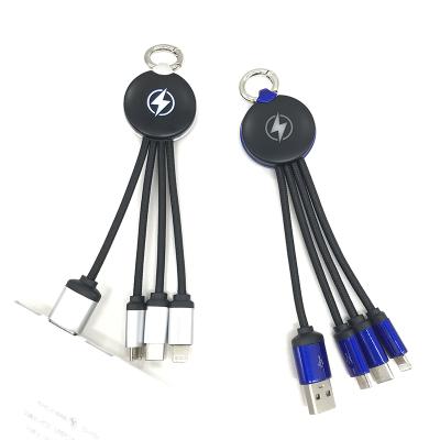 China Custom Promotional 4 Logo Quick Charger & Light Up in 1 Multi USB Logo Cable USB Charging Data Cable Light Up with LED Backlight Custom Logo for sale