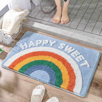 China Washable Colorful Rainbow Bath Mat, Soft Mat for Bathroom Bedroom Living Room, Cute Play Blanket for Boy's or Girl's Room for sale