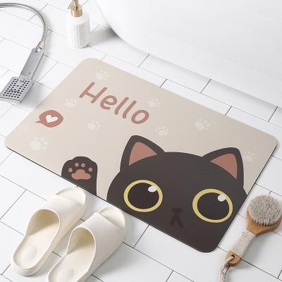 China Anti Slip Diatomite Bath Mat Bathroom Water Mat Door Cover Mud Diatomaceous Floor Mat Kitchen Washable Absorbent Mat for sale