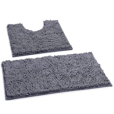 China Sustainable 2 Pieces Chenille Shower Toilet Cover Bath Rug Bathroom Cover Set Shaggy for sale