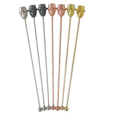 China 304 19mm Stainless Steel Durable Custom Clear Acrylic Cocktail Stirrers Cocktail Stir Sticks With Ghost Head Cocktail Stick for sale