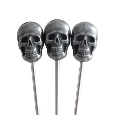 China 304 Stainless Steel Ghost Head Sustainable Cocktail Picks Reusable Martini Picks Metal Fruit Picks for sale