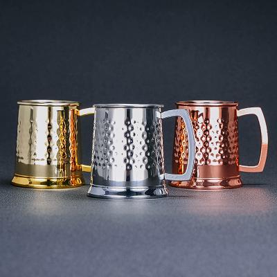 China Sustainable Wholesale Stainless Steel Beer Copper Mugs Hammered for sale