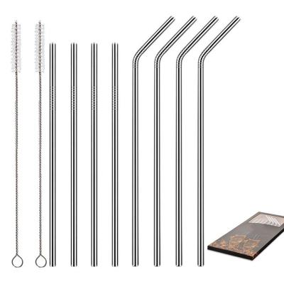 China Amazon Hot Selling Sustainable Reusable Metal Food Grade Approved 304 Stainless Steel Straws Coffee Milk Tea Drinking Straws for sale