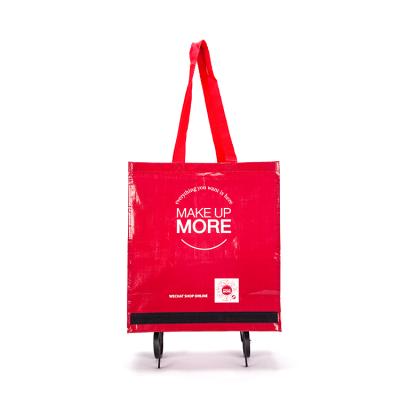 China Wholesale Foldable Foldable PP Market Trolley Nonwoven Shopping Bag With 2 Wheels for sale