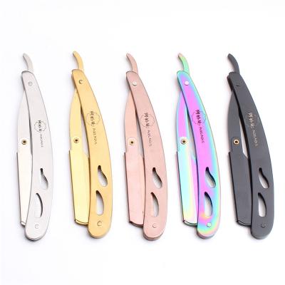 China 50Pcs Blade Metal Folding Handle Barber Old Shaving Razor Shaving Knife Simple Hair Removal Tools A6102 for sale