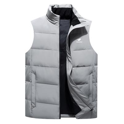 China latest Anti-wrinkle design filled Duck Down Warm Winter Fashion white ultra light stripper padded vest for men for sale