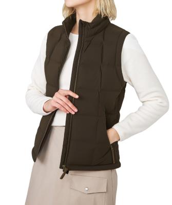 China Custom Sustainable OEM Women's Winter Beige Color Stripper Down Vest Outdoor Sleeveless Jacket To Increase Running for sale