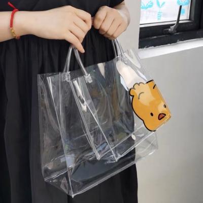 China Other Customized Transparent Transparent Clear PVC Cosmetic Bag PVC Tote Bag Cosmetic Shopping Bag for sale