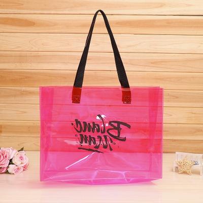 China Recyclable custom printed clear transparent PVC tote bag shopping bag PVC shoulder bag for sale