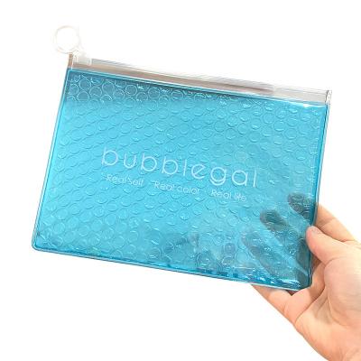 China Recyclable Mini Moq Recyclable Custom Size PVC Makeup Bubble Zip Lock Reusable Zip Lock Recycle Bubble Bag for sale