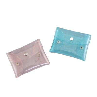 China Hot Selling Colorful Plastic PVC Waterproof Reuse Shiny Glitter Clear Purse Wallet for sale