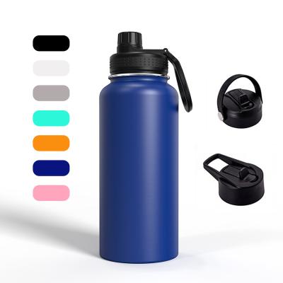 China Large Capacity Double Wall Water Bottle Stainless Steel Flask Sports Bottle with Handle Lid 12oz 32oz 40oz 64oz for sale