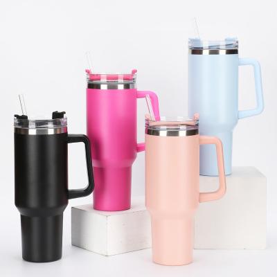 China PORTABLE Wholesale Hot Sale Custom Logo Stainless Steel Tumbler 40 Beer Tumbler Leak Proof Vacuum Tumbler with Sliding Lids for sale