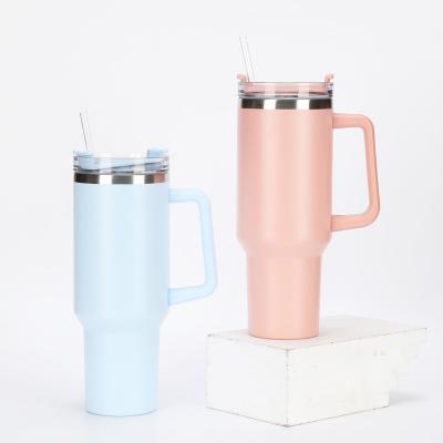 China PORTABLE Wholesale Inventory 40oz Custom Logo Insulate Vacuum Stainless Steel Tumbler Coffee Mug with Straw Lid for sale