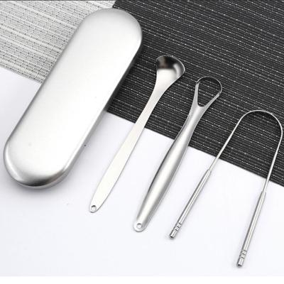 China Eco-friendly 3 PCS Stainless Steel Tongue Scrapers for Adults for sale