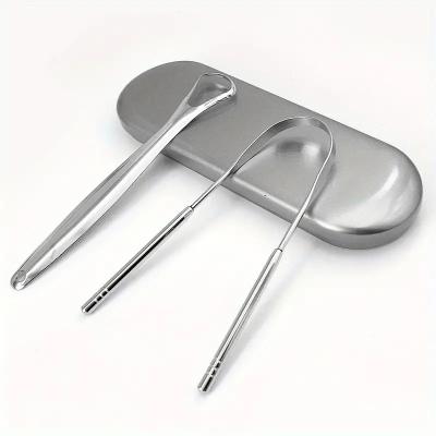 China Eco-friendly Factory Wholesale Reusable Stainless Steel Tongue Scrappers For Bad Breath Prevention for sale