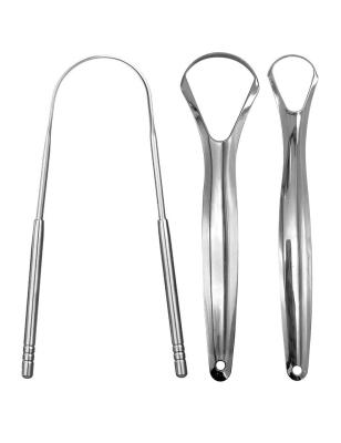 China Eco-friendly Factory Wholesale Reusable Stainless Steel Metal Tongue Scraper Handle Tongue Scraper for Oral Care with Case for sale