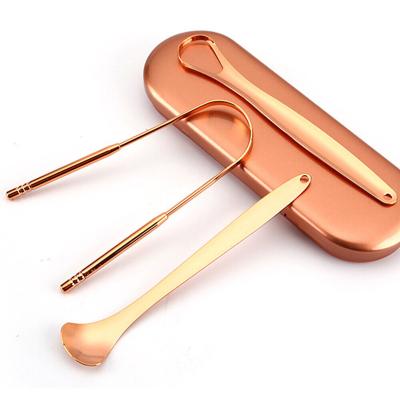 China Eco-friendly Wholesale 100% Surgical  Professional Metal Tongue Cleaner Stainless Steel Tongue Scraper Set With Travel Case for sale