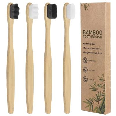 China Disposable 100% Biodegradable Eco-friendly Cheap Wooden Nano Bristle Charcoal Bamboo Toothbrush For Adult/Kids Use for sale