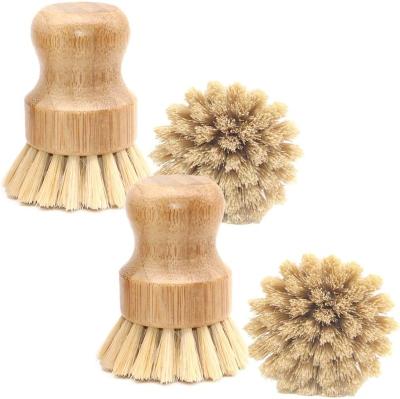 China Sustainable Eco-Friendly Natural Wooden Cleaning Scrubber Brush Reusable Bamboo With Logo for sale