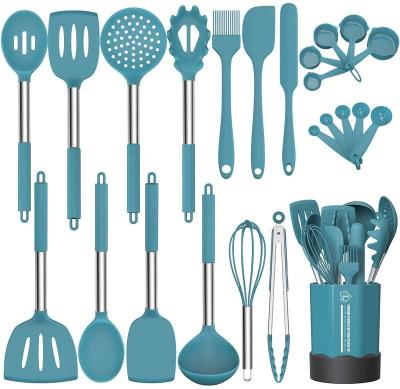 China Sustainable kitchen tools 24pcs stainless steel kitchenware set cookware / high quality silicone cookware kitchen set for sale